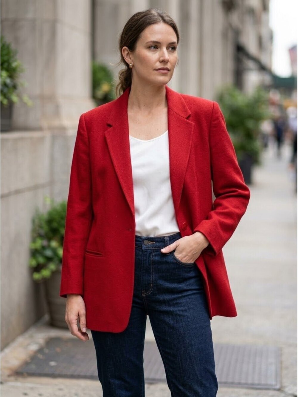 Vintage Sag Harbor  Pure Wool Red Blazer